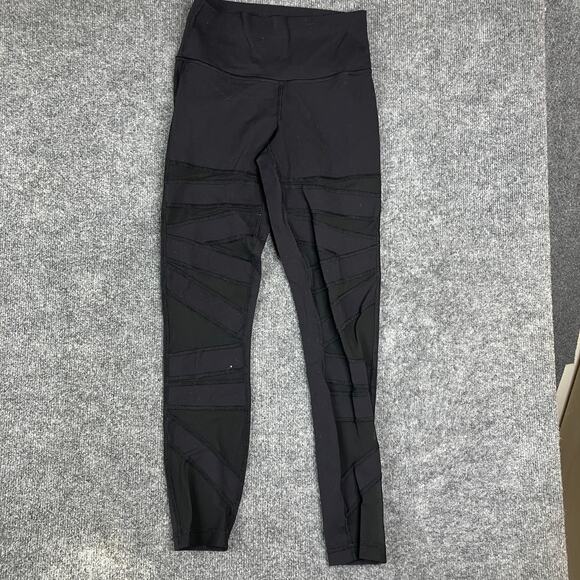 Womens Leggings Size 22 Black Mesh Panel High Rise Compression Stretch Athletic - Picture 1 of 8